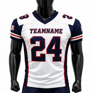 MARISONA INTL OEM American Football Jersey Manufacturer Solid Short V-neck <b>Athletic</b> Fit Quick Dry Breathable 100% Polyester - Product Image 1