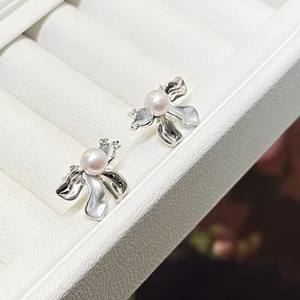 Boucles d'oreilles en perles d'eau douce de haute qualité, design papillon et fleur en argent, 6-7 pouces, collection Lac de Shanxia - Product Image 5