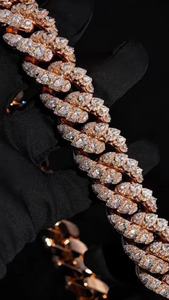 Luxury Rose Gold Plated S925 Lab Grown Diamond <b>Statement</b> <b>Necklace</b> Marquise Cut Channel Setting Women's and Men's Party Jewelry - Product Image 4
