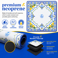 Tapis de Mahjong Pliable Personnalisé en Néoprène Premium Antidérapant Motif Citron Méditerranéen 33x33 Pouces, Tapis de Table de Poker, Ensemble Cadeau OEM
