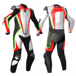 Men's Full Sleeve Leather Motorcycle Racing <b>Suit</b> <b>White</b> Blue Black Color Blocked Windproof All Seasons Adult Wear - Product Image 4