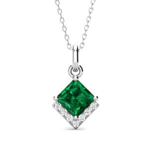 Colgante cuadrado de lujo de Esmeralda verde para mujer, Plata de Ley 925, collar minimalista, joyería <span class=keywords><strong>2022</strong></span> <span class=keywords><strong>Destiny</strong></span> - Product Image 1