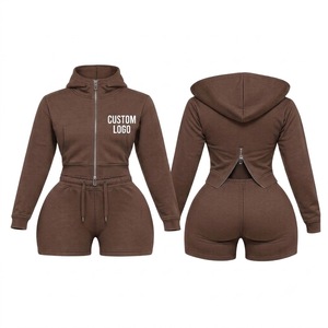 Combinaison courte à capuche noire pour femme, fermeture éclair bleue, impression de logo personnalisé, coupe ajustée, style décontracté, toutes saisons, polyester/coton, séchage rapide - Product Image 3