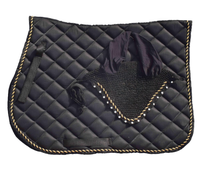 Ensemble de tapis de selle matelassé de qualité supérieure pour cheval avec bonnet d'oreille assorti |   Tapis de selle d'équitation |   Saut et dressage respirants