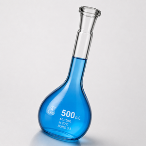 Frasco Volumétrico de Vidrio Borosilicato Premium de 500 ml con Tapón de PE Hermético para Mediciones de Laboratorio - Product Image 5