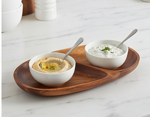Plateau de service ovale en bois moderne, fait main, design minimaliste, vaisselle en bois massif pour la présentation des aliments et des fruits - Product Image 4