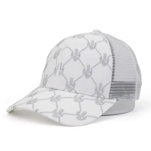 Casquette Snapback en maille blanche avec motif géométrique, ajustement réglable, unisexe, style décontracté printemps-été - Product Image 4