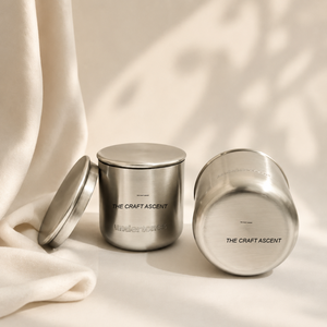 Pot à bougie unique en acier inoxydable avec couvercle métallique, logo personnalisé, écologique, minimaliste, vide, pour bougie parfumée - Product Image 4