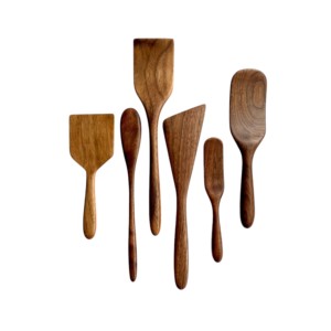 Wooden Kitchen Utensil <b>Sets</b> 7 Pcs Cooking Spatula Slotted Turner <b>Honey</b> Dipper Spoon Nonstick Cookware Tool Kit - Product Image 6