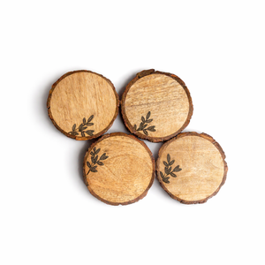 Posavasos de Madera Natural con Corteza de Árbol, Posavasos de Madera de Mango para Bebidas, Vasos de Bar, Posavasos Rústicos y Duraderos para el Hogar - Product Image 6