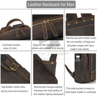 Yüksek Kaliteli Hakiki Deri Özelleştirilebilir Fermuarlı Kapatma Su Geçirmez 20-35L Kapasiteli Unisex Yumuşak Sırt Çantası Moda Kavisli Omuz Askısı
