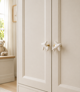 AK Brass Airplane Metal Wardrobe <b>Knob</b> White & Gold Finish Decorative Handle <b>For</b> <b>Dresser</b> Cabinet Furniture Hardware Luxury - Product Image 1