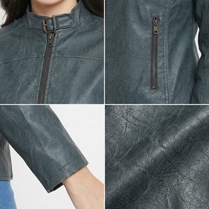 Veste de motard en cuir véritable pour femme, style Café Racer, col matelassé, coupe ajustée, en peau d'agneau, vente en gros personnalisée - Product Image 4