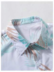 Conjunto de dos piezas con estampado floral para hombre, camisa de manga corta con botones y pantalones cortos con cintura elástica, conjunto ligero informal para la playa - Product Image 4