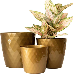 Maceta Decorativa Antigua de Metal con Diseño de Corte de Diamante, Macetas y Jardineras para Uso en Interiores y Exteriores, Maceta de Metal Verde - Product Image 6