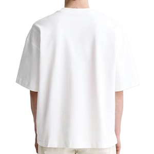 Men's White Oversized <b>Half</b> <b>Sleeve</b> O-Neck <b>T</b>-<b>Shirt</b> Casual Knitted 100% Cotton with Pattern Quick Dry Breathable 230g Jersey Fabric - Product Image 4