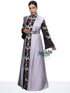 Kaftan musulman grande taille pour femmes AWAIS HOUSE, orné de perles, léger, long jusqu'au sol, col haut, manches longues, pour mariage et prière - Product Image 6