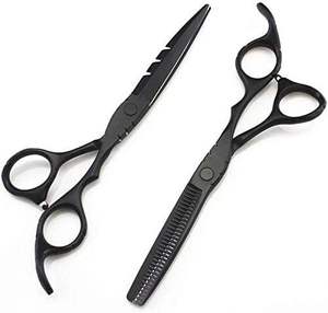 Tijeras Profesionales Japonesas 440c Negras para Cortar y Entresacar Cabello, para Barbero y Peluquero - Product Image 2