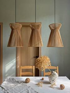 Lampe suspendue en rotin tissé écologique, style bohème, abat-jour pour salle à manger, chambre, café, hôtel, éclairage de plafond - Product Image 1