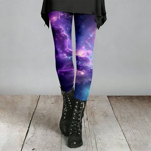 Splendid Apparel Paisley Print Full <b>Length</b> <b>Ankle</b>-<b>Length</b> <b>Leggings</b> Women's Stretch Knitted Casual High Waist Spandex Polyester - Product Image 6