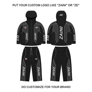 ZAINI – Nouvelle veste coupe-vent décontractée pour homme, en polyester/nylon tricoté Taslon 300 grammes, respirante, avec capuche et empiècements noir et blanc, personnalisable - Product Image 1