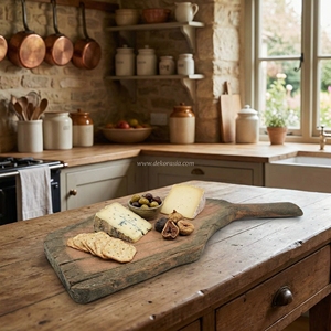 ถาดไม้โบราณทำด้วยมือพร้อมที่จับเครื่องครัวตกแต่งอย่างยั่งยืนเป็นมิตรกับสิ่งแวดล้อมสำหรับเสิร์ฟอาหารหรือขนม - Product Image 5