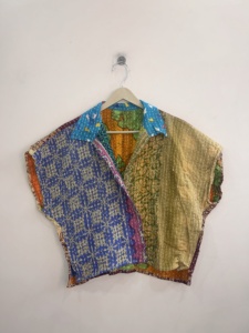 Handmade Vintage Kantha Boho <b>Quilted</b> Short Jacket Coat - Product Image 2