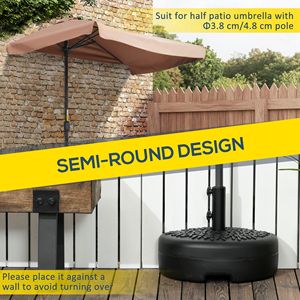 Base per Ombrellone da Patio Nera per Palo da 1,5 o 2 Pollici, Riempibile con Sabbia o Acqua, a Mezza Luna, Adatta per Cortili - Product Image 4