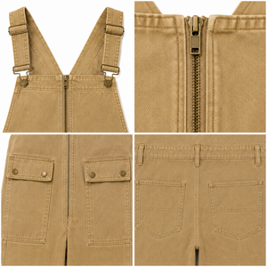 Salopette de travail premium pour homme en denim noir 100 % coton, respirante, multi-poches, avec fermeture éclair avant, ajustable - Product Image 4