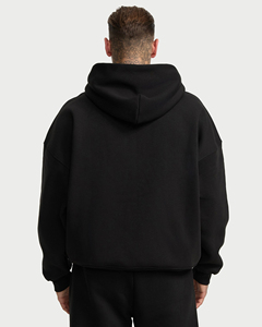 Custom Men's <b>Black</b> Oversized <b>Zip</b> Up <b>Hoodie</b> Heavyweight Cotton Fleece Hooded Sweatshirt High Quality Casual Streetwear - Product Image 2