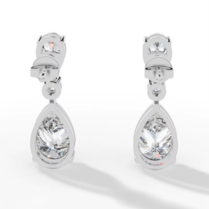 Pendientes Colgantes de Diamantes Cultivados en Laboratorio, Oro de 14K |   Diseño de doble gota con corte de pera |   Joyería Fina de Lujo para Regalo de Boda, Certificada por PE-CERI - Product Image 4