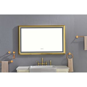 Specchio da Bagno LED 48x30 Pollici con Cornice in Metallo, Montaggio a Parete, Pulsante Touch Intelligente, Antiappannamento, Memoria, Rettangolare - Product Image 4