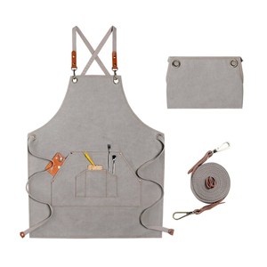 Durable Canvas <b>Bar</b> Worker Uniform Custom Logo Print Embroidery Leather Strap Adjustable Waist Clasp Professional Bartender Bib - Product Image 3