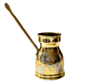 Cafetera Turca, Griega y Árabe de Latón Grabado, Cafetera para Estufa, Cezve, Ibrik, Briki con Mango de Madera - Product Image 4