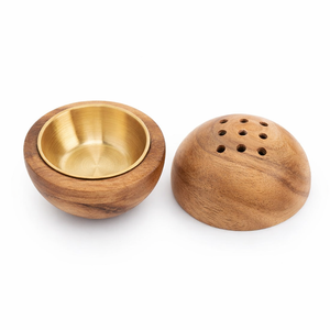 Porte-encens de luxe en bois et marbre avec bol en laiton, design sphérique, pour aromathérapie, décoration d'intérieur, coffret cadeau, artisanat de qualité supérieure - Product Image 3