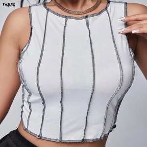Camiseta sin mangas para mujer, camiseta sin mangas para gimnasio deportivo a la moda para mujer, camiseta sin mangas blanca orgánica de bambú, Top corto, chaleco deportivo para mujer - Product Image 5