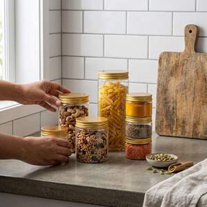 Envases para Almacenamiento de Alimentos ODE, Frascos Redondos Transparentes de Plástico PET para Dulces, 250ml, 350ml, 550ml, 600ml, 1000ml, Color Personalizado, para Galletas y Pasteles - Product Image 1