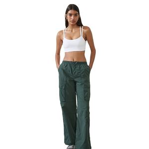 Pantalones Cargo de Mujer, Diseño Nuevo, para Verano, Cintura Elástica, Múltiples Bolsillos, Cordón Ajustable, Corte Regular, Ligeros - Product Image 5