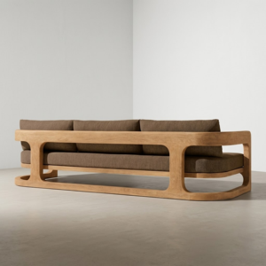 Living Room <b>Sofas</b> Solid Teak Wood <b>Sofa</b> <b>Set</b> Minimalist Japandi Curved Wood Lounge Couches with Coffee Table for Home Luxury - Product Image 6