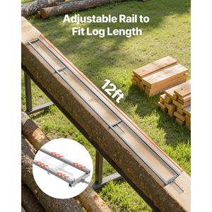 Kit per Sega a Catena con 4 Barre Trasversali da 12 Piedi, Sistema di Guida per Macchine Segatrici, Guide in Alluminio con 2 Cunei - Product Image 3