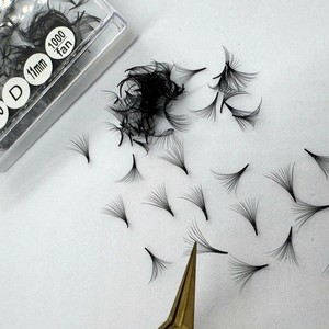 Supplier Premade Fans Mega Eyelash Extensions Synthetic Hair 10D-20D CC/DD/M/L Curl Natural Long Narrow Black Matte - Product Image 5
