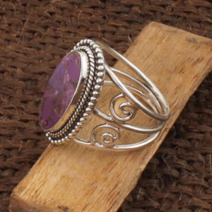 Bague en argent sterling 925 avec turquoise cuivrée naturelle sertie clos, à dessus plat, pour femme, bijoux de fête, vente en gros, haute qualité - Product Image 2