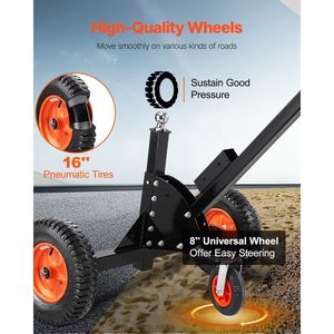 Chariot de remorquage robuste pour remorque, capacité de charge de 1500 lb, avec 2 roues pneumatiques de 16 pouces, chariot et déplaceur 2-en-1, ajustement universel - Product Image 3