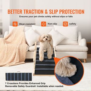 Rampe pliante en bois réglable de 47,2 pouces pour chiens et chats de petite et grande taille, compatible avec les lits et accessoires pour animaux - Product Image 5