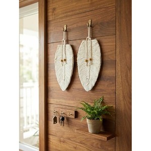 Tapiz de Pared Bohemio de Madera de Acacia con Organizador de Macramé, Venta al Por Mayor |   Hecho a Mano - Product Image 1