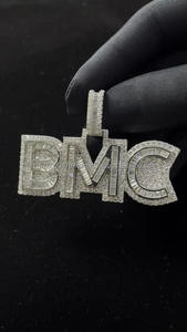 Pendentif personnalisé « BMC » en lettres, collier hip-hop glacé, couleur or ou argent, bijou personnalisé, cadeau - Product Image 2