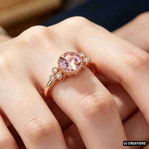 Rose Gold Morganite Engagement <b>Ring</b> IGI Certified Round Brilliant Cut Prong Setting Women's Romantic Wedding Party Gemstone <b>Ring</b> - Product Image 2