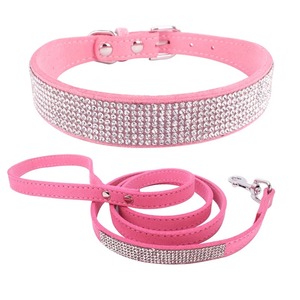 Collares para Perros con Brillantina y Diamantes de Imitación, Hebilla de Aleación de Zinc, Collar Antipérdida para Perros y Gatos, Pañuelo de Flores Desmontable de Gamuza, USB para Perros Pequeños - Product Image 4