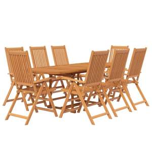 Set da pranzo con Patio in legno massiccio di Acacia da 9 pezzi per uso giardino - Product Image 3