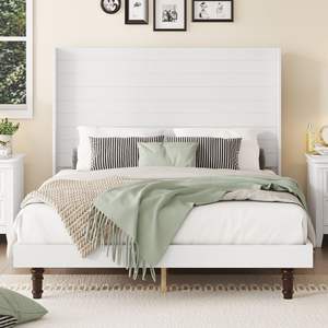 Elegante letto bianco Queen Size con testata alta da 54 \ "alta qualità Design confortevole con schienale alto per leggere e rilassarsi - Product Image 1
